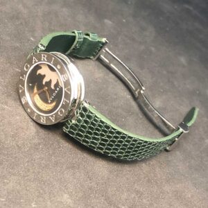Ремешок из ящерицы на женские часы Bvlgari B zero зеленый