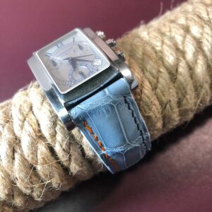 Женский ремешок на часы Longines из крокодила голубого цвета