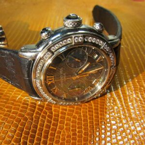 Ремешок на мужские часы Raymond Weil черный из теленка с тиснением под крокодила