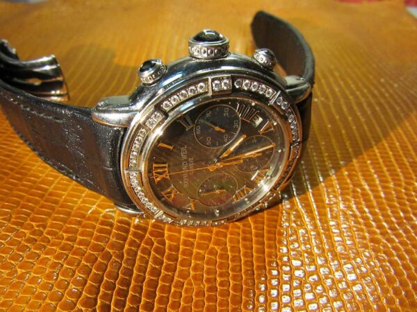 Ремешок на мужские часы Raymond Weil черный из теленка с тиснением под крокодила