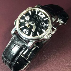 Черный мужской ремешок на часы Ulysse Nardin Classico Dual Time из кожи крокодила