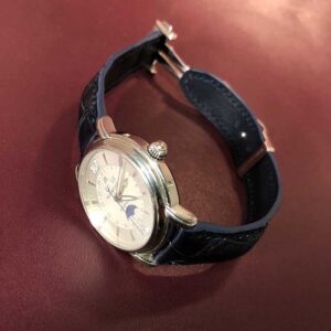 Синий женский ремешок на часы Maurice Lacroix из кожи крокодила